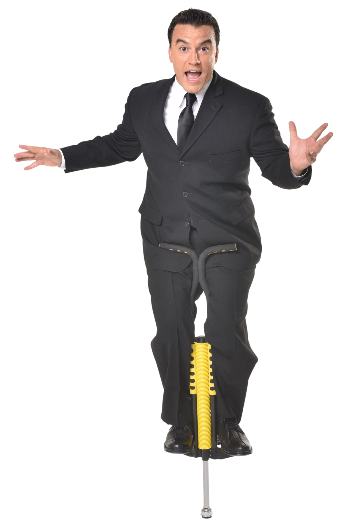 Randy Cabral performing on a pogo stick